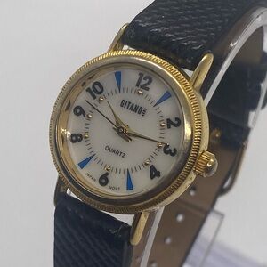 Gitano Gold Watch with Black Strap